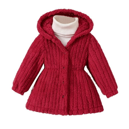 XFYSSS Fashion 1-6 Year Old Children s Solid Color Hooded Double-Sided Plush Long Sleeved Jacket Warm and Casual Cardigan Jacket Long Sleeve Hooded Casual Outwear & Jackets