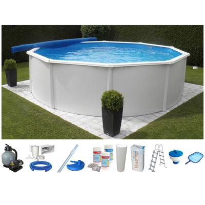 Rundpool KWAD "Supreme weiß inkl. Sicherheitsleiter und umfangreichem Zubehör", weiß, H:132cm Ø:360cm, Schwimmbecken, 10-tlg., Höhe: 132 cm, inkl. Wasserpflegeset, blaue Innenfolie Image