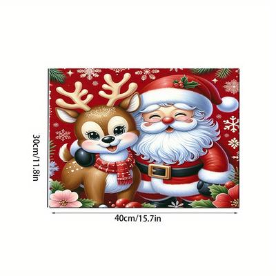 TEMU 1pc Christmas-themed Kitchen Mat - Absorbent & Quick-dry, Multi-use For Dishes, Coffee Machines & Washing Machines, Oil-resistant Polyester