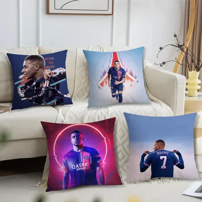 Soccer Star Kissenbezug Sofa Wohnzimmer Kopfteil Schlafzimmer Rückenlehnenkissen Quadratisches Kissen K-Kylian Cool M-Mbappes Nap Time Image