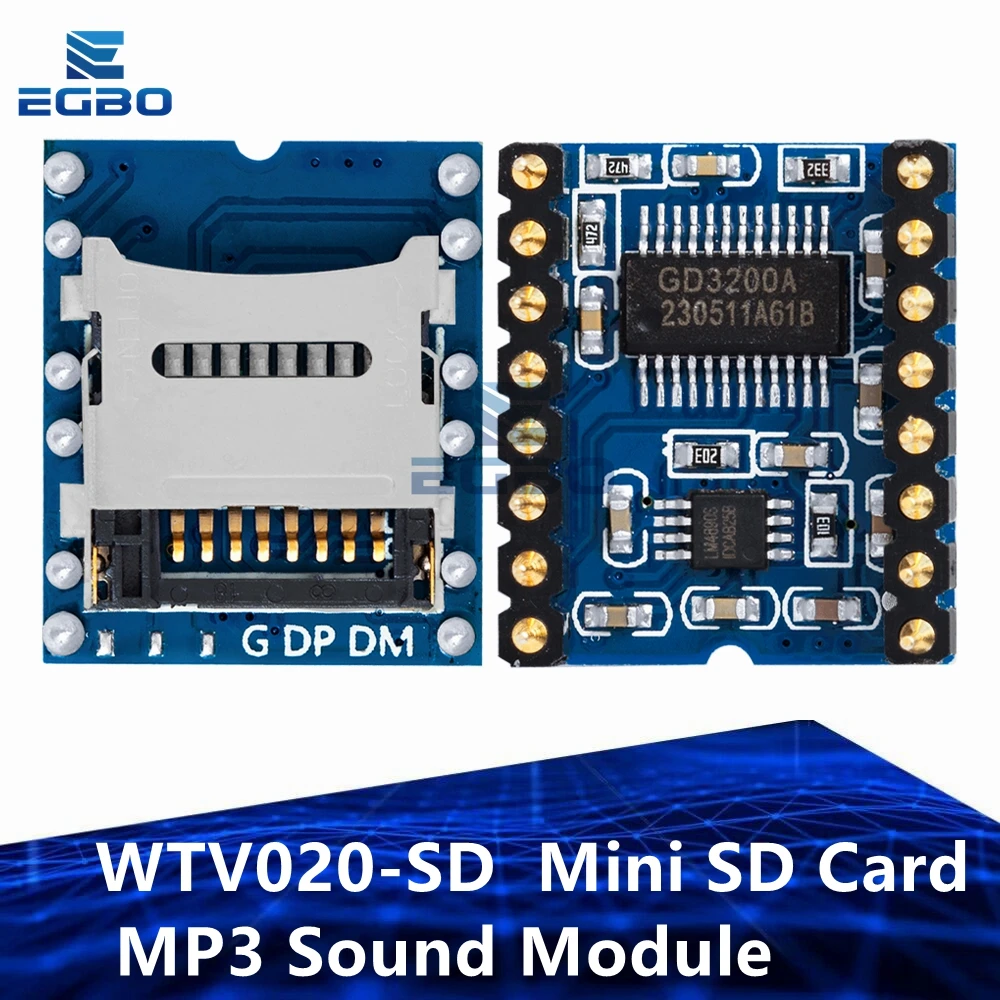 1PCS EGBO WTV020 WTV020-SD WTV020SD-20SS Mini SD Karte MP3 Sound Modul Für PIC WTV020-SD-16P Image