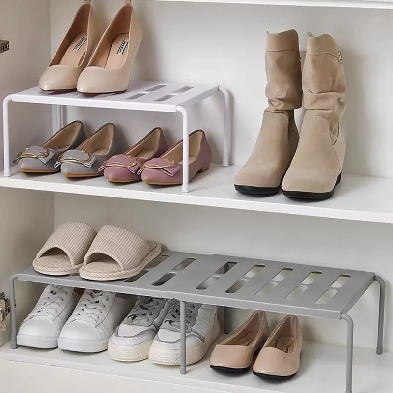 ABS Schuhregal Erweiterbarer Schuhaufhänger Lagerung Platzsparendes Regal Teleskop Lagerregal Haushalt Küchenschrank Organizer Rack