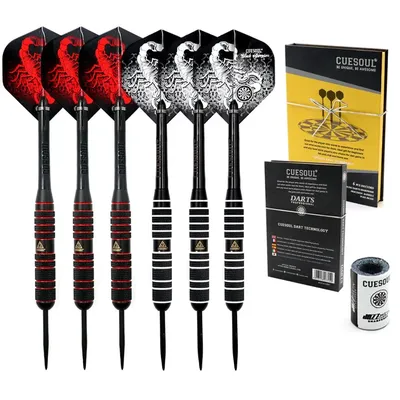 CUESOUL 6 Pack Berufs Stahl Tip Darts Set 24g mit 12 stücke Skorpion Dart Flüge + Dart Spitzer Image