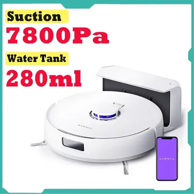 Narwal freo x plus 7800pa Roboter Staubsauger 3,5 h Laufzeit Tri-Laser strukturiertes Licht Zero-Tangl ing Schwimm bürste 1l Staub behälter Image