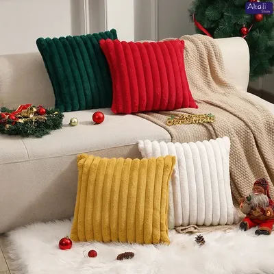NEUE Faux Kaninchen Fell Kissenbezug Plüsch Kissenbezug Weichen, Flauschigen Gestreiften Kissenbezug Image