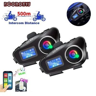Q58-Max Motorradhelm-Gegensprechanlage, Bluetooth-Headset, LCD-Display, 2 Fahrer, Musikteil mit Image