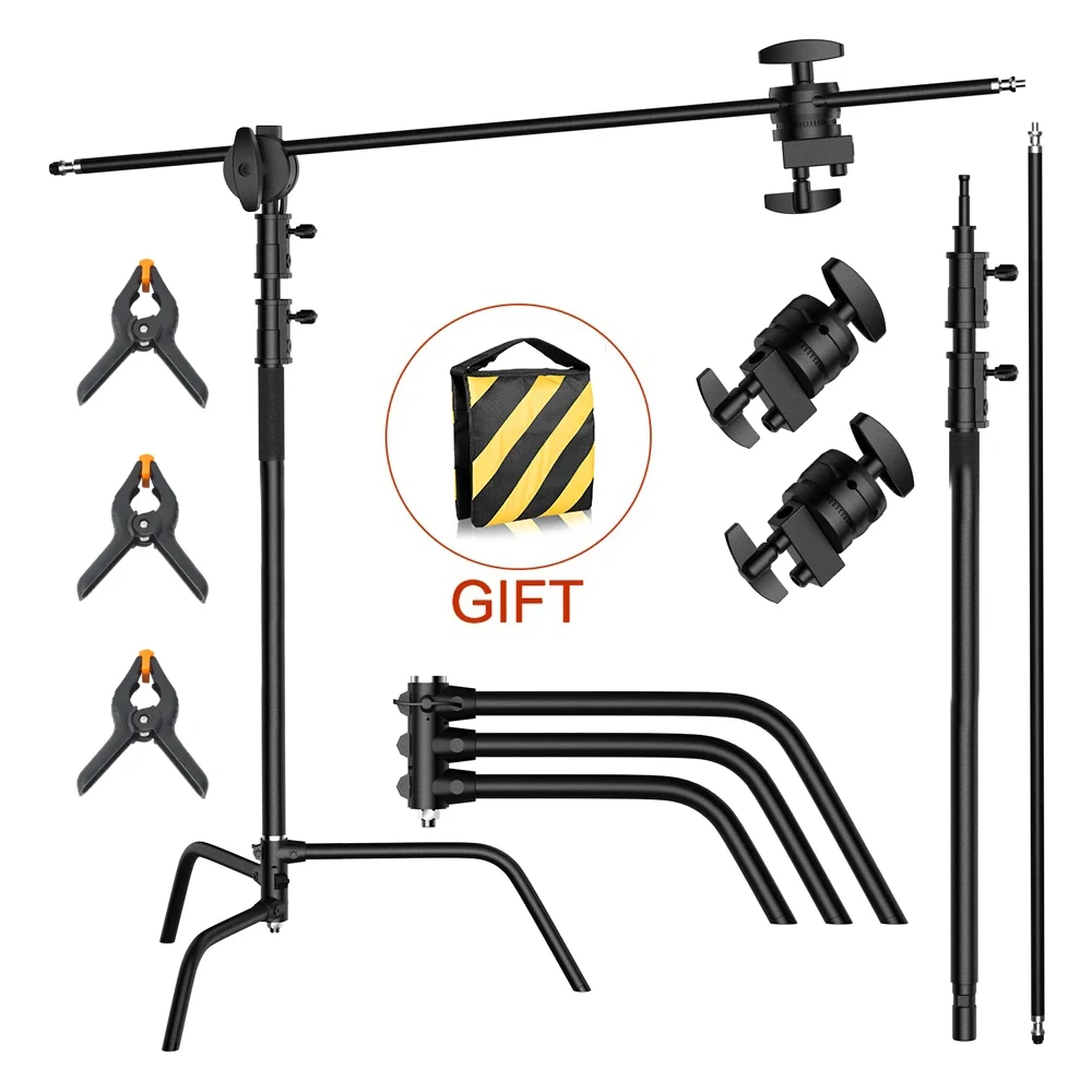 Sh 2,6 m/3,3 m schwarz Edelstahl Jahrhundert faltbare Lichtst änder Stativ Magic Leg Fotografie C-Ständer für Scheinwerfer, Softbox Image