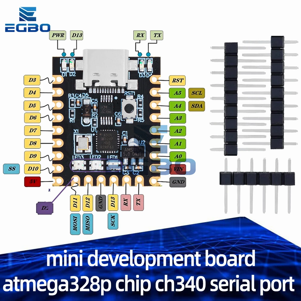 EGBO Nano Mini Ultra Small Typec Entwicklungsboard atmega328p Chip CH340 serielle Schnittstelle für Arduino Image