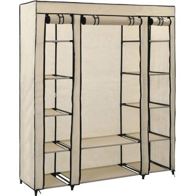 Stoffschrank mit Fächern Kleiderstangen Creme 150x45x176cm Vidaxl