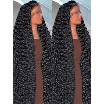 300% High Density Loose Deep Wave 40 46 50 Inch 13x6 13x4 HD Lace Frontal Human Hair Wig Brazilian 360 Full Curly Wigs For Women