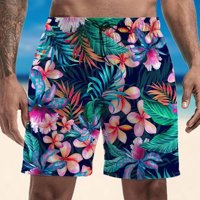 Men's Swim Trunks Swim Shorts Quick Dry Lightweight Board Shorts Bottoms Drawstring with Pockets Swimming Surfing Beach Water Sports Floral Summer