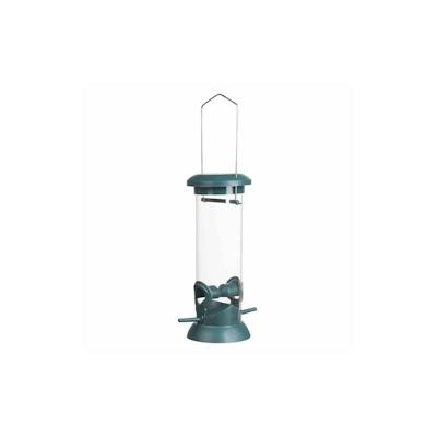 Siena Garden Futterspender 24 cm, Gehäuse aus Kunststoff in transparent, Dach aus Kunststoff in grün, Aufhänger aus Edelstahl in silber Image