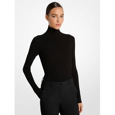 Michael Kors Stretch Viscose Turtleneck Bodysuit Black S