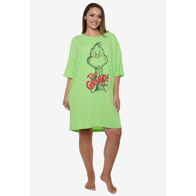 Plus Size Women's Women's Dr Seuss The Grinch Sleep Shirt Nightgown Night Shirt Green One Size by Disney in Green (Size ONE SIZE)