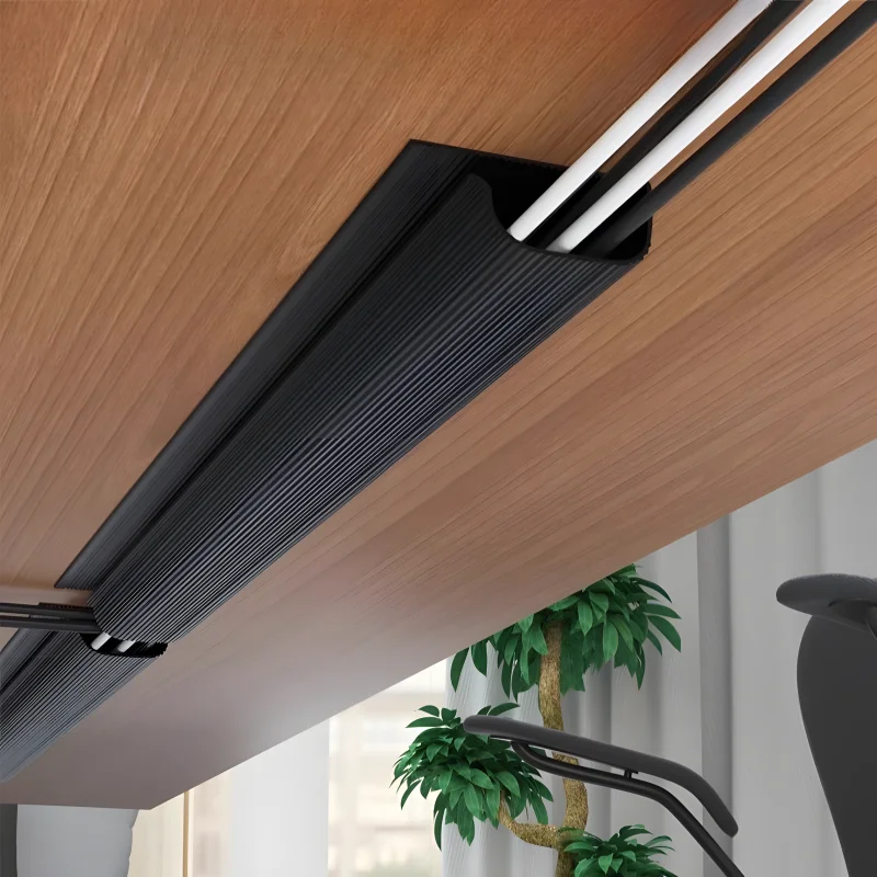PVC wasserdichtes Kabelmanagement-Zubehör, J-Kanal-Schreibtisch, Kabel-Organizer, Verkabelungskanäle, Kabelschutz unter dem Schreibtisch, TV-Hintergrund Image