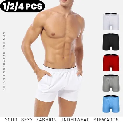 1/2/4 PCS ORLVS Boxer Männer Unterwäsche Baumwolle Beutel Boxershorts Schlaf Männer Unterhose Image