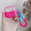 Custodia per cuffie bluetooth wireless rosa rossa per airpods 1 2 3 4 pro 2 cover con cordino adatto per accessori per auricolari per ragazze