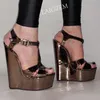 ZHIMA Frauen Pumpen 5 CM Plattform 20 CM Steile High Heels Metallic Farbe Glänzende Ankle Strap Handgemachte Schuhe Frau Große größe 38 43 48