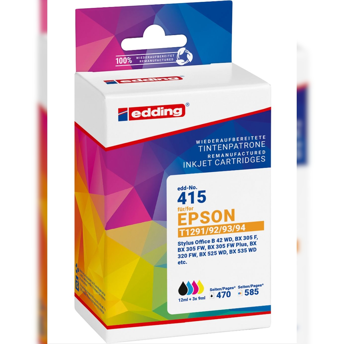 edding Tintenpatrone ersetzt Epson T1291/1292/T1293/T1294 black + colour Multipack 4 Image