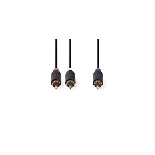 Nedis Subwoofer Kabel - RCA - 2x RCA Stecker - Vergoldet - 3.00 m - Rund - 4.0 mm - Anthrazit - Box