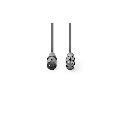 Nedis Balanced Audio-Kabel - XLR 3-Pin Stecker - XLR 3-Pin Buchse - Vernickelt - 3.00 m - Rund - PVC - Dunkelgrau - Kartonhülle Image