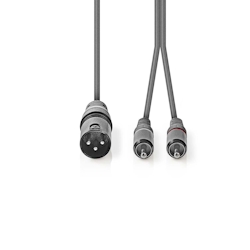 Nedis Balanced Audio-Kabel - XLR 3-Pin Stecker - 2x RCA Stecker - Vernickelt - 1.50 m - Rund - PVC - Dunkelgrau - Kartonhülle Image