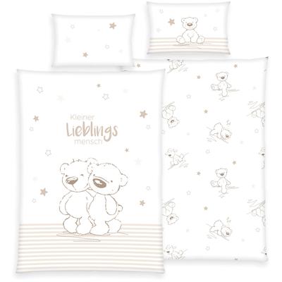 Kinderbettwäsche LÜTTENHÜTT "Kleiner Liebling in Gr. 100x135 und 135x200 cm", beige, B/L: 100cm x 135cm, , Renforcé, B/L: 60cm x 40cm, Renforcu00e9, Obermaterial: 100% Baumwolle, Bettwäsche, aus Baumwolle, mit niedlichem Bärenmotiv & Schriftzug,... Image