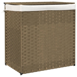 vidaXL Wäschekorb mit 2 Fächern 53x35x57 cm Poly Rattan Image