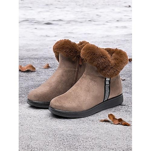 bottines en daim bordeaux pour femmes avec revers en fausse fourrure et semelle antidérapante – chaussures d'hiver chaudes pour un usage décontracté et en plein air