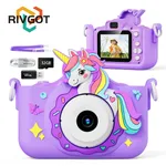 Mini caméra pour enfants avec carte 32G 1080P, dessin animé Selfie, caméra vidéo numérique, jouets