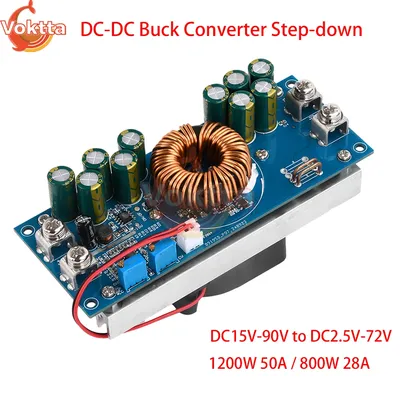 1200W 800W 50A 28A DC-DC Buck Converter Step-down Power Supply 15V-90V to 2.5V-72V High Power