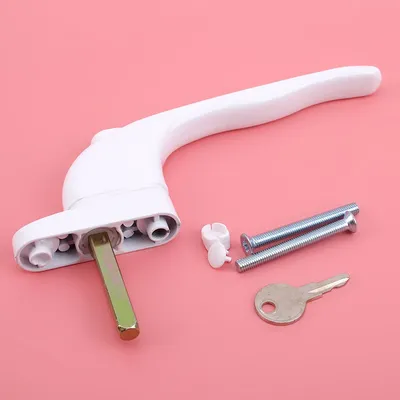 Window Handle With Locks Universal Door Handle Key Locking For Double Glazing White Door Turning(Screw Color Key Shape Random)