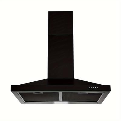 TEMU Range Hood 24 Inch Black, Hood Vents For Kitchen, Wall Mount Range Hood, With Led Light, Fan, Button Control