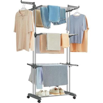 TEMU Songmics Clothes Drying Rack Stand 4-tier, Foldable Laundry Drying Rack 68. 1-inch Tall, Steel, Rolling Clothes Horses Dryer Rack, Easy To , Indoor Outdoor Use, Closet Organization Systems