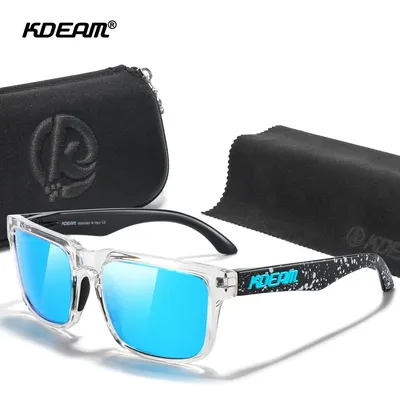 KDEAM KD332 Series Square Polarized Fishing Sunglasses Men With Skull Zipper Case Traveling And Driving Sunglasses For Lady