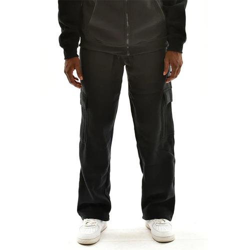Men's Trousers Cargo Sweatpants Straight Leg Sweatpants Pocket Drawstring Elastic Waist Plain Comfort Warm Sports Outdoor Daily Fashion Casual Black White Micro-elastic