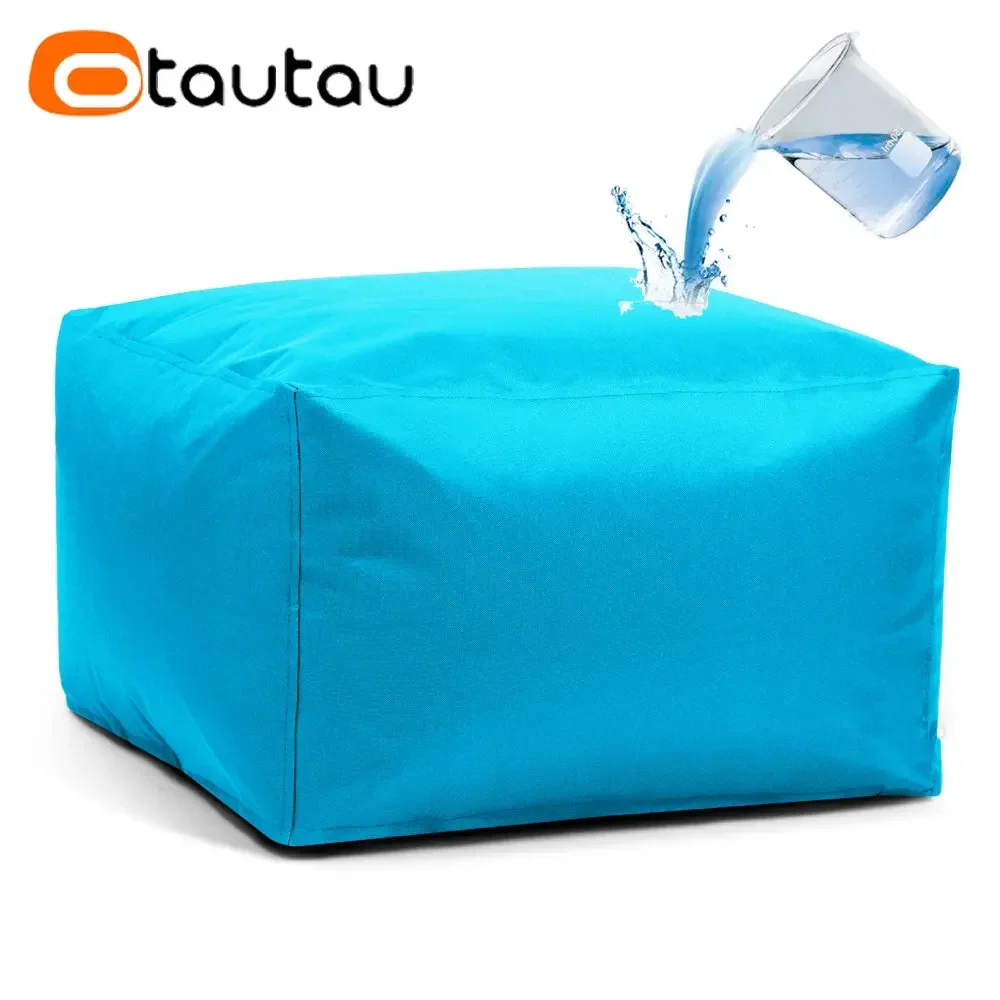Otautau wasserdichte quadratische Hocker Ottomane Abdeckung ohne Füllstoff Outdoor Strand Garten Puff Salon Boden Sitz Futon Hocker Bank jd015 Image