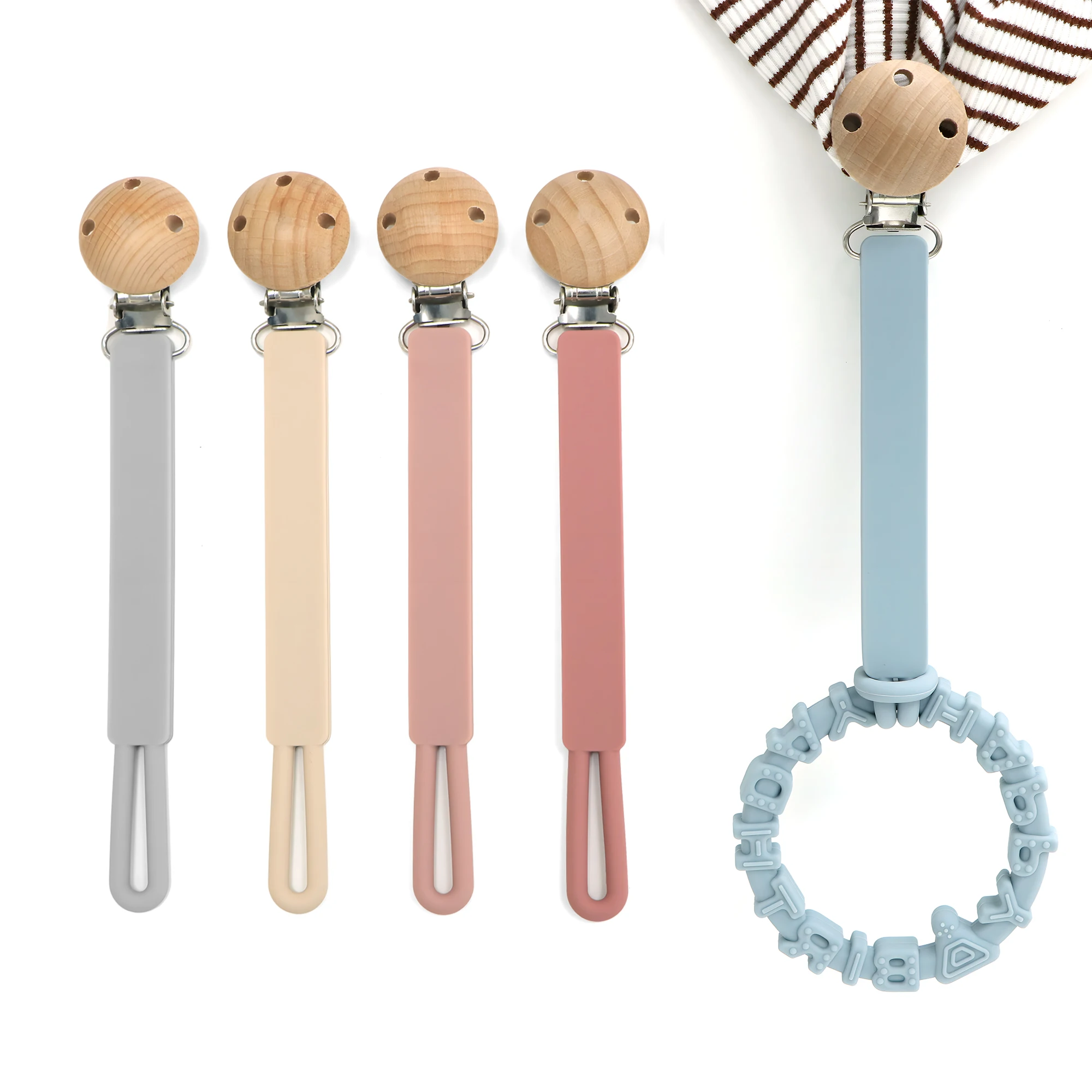 Einfacher unverzichtbarer Schnullerclip für Neugeborene für Babybeißring und Schnuller, Weihnachtsgeschenk, Kleinkindgeschenk Image