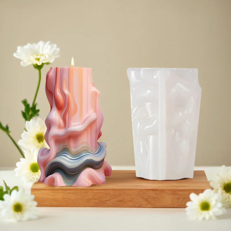 1 Stück, Spiral serie Welle zylindrische Aroma therapie Kerze Silikon form DIY handgemachte Expansions stein form Image