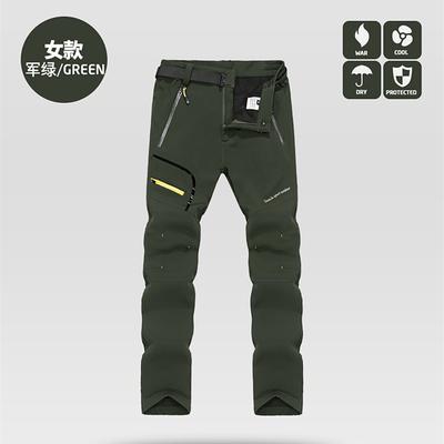 women's outdoor windproof waterproof hiking mountain ski snow pants, soft shell fleece lined trousers#0926f-blue,us m