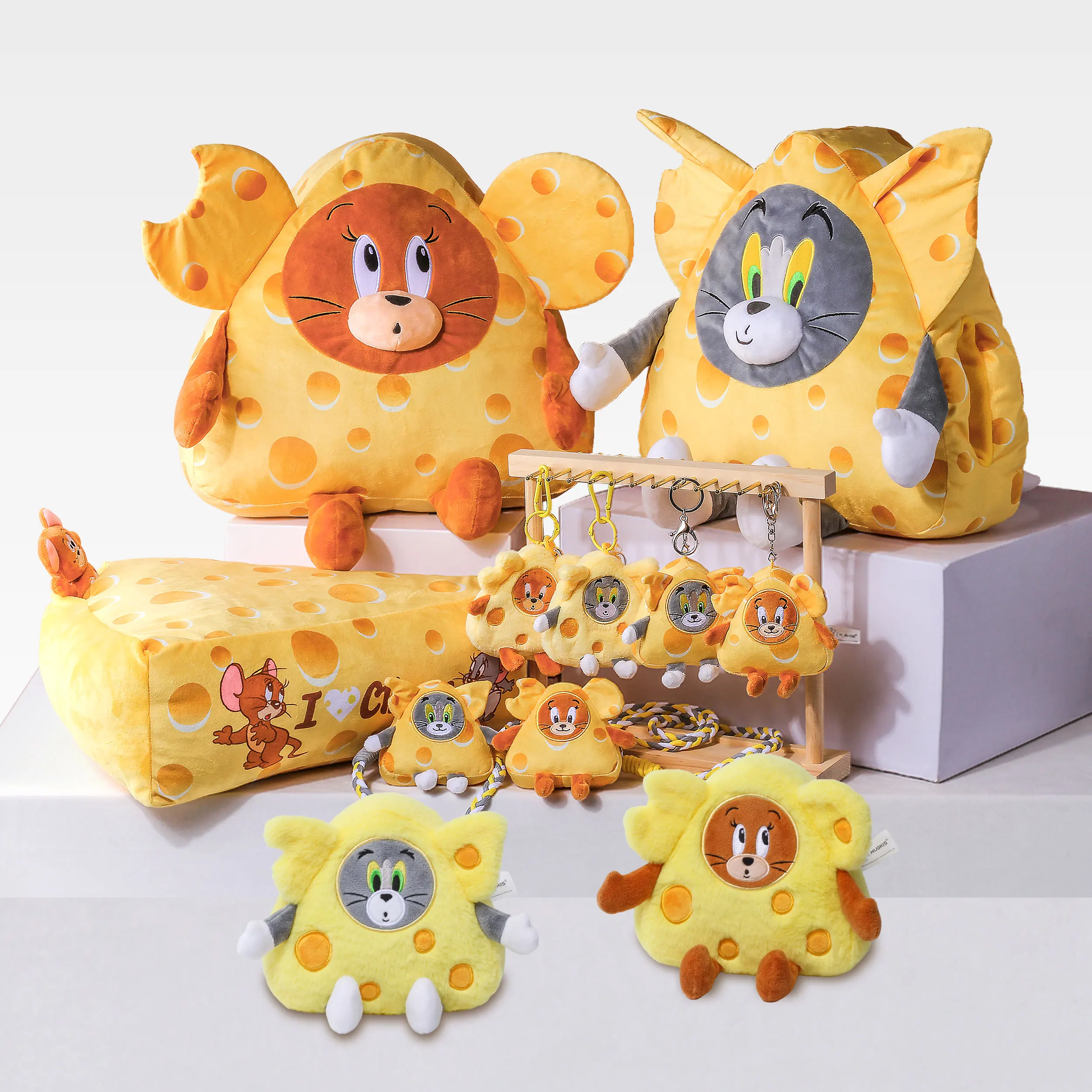 Schöne Käseserie Tom und Jerry Peluche Spielzeug von 10 cm Schlüsselanhänger bis 38 cm Plüschkissen Schlaf weiches Sofakissen Paar Geschenk Image