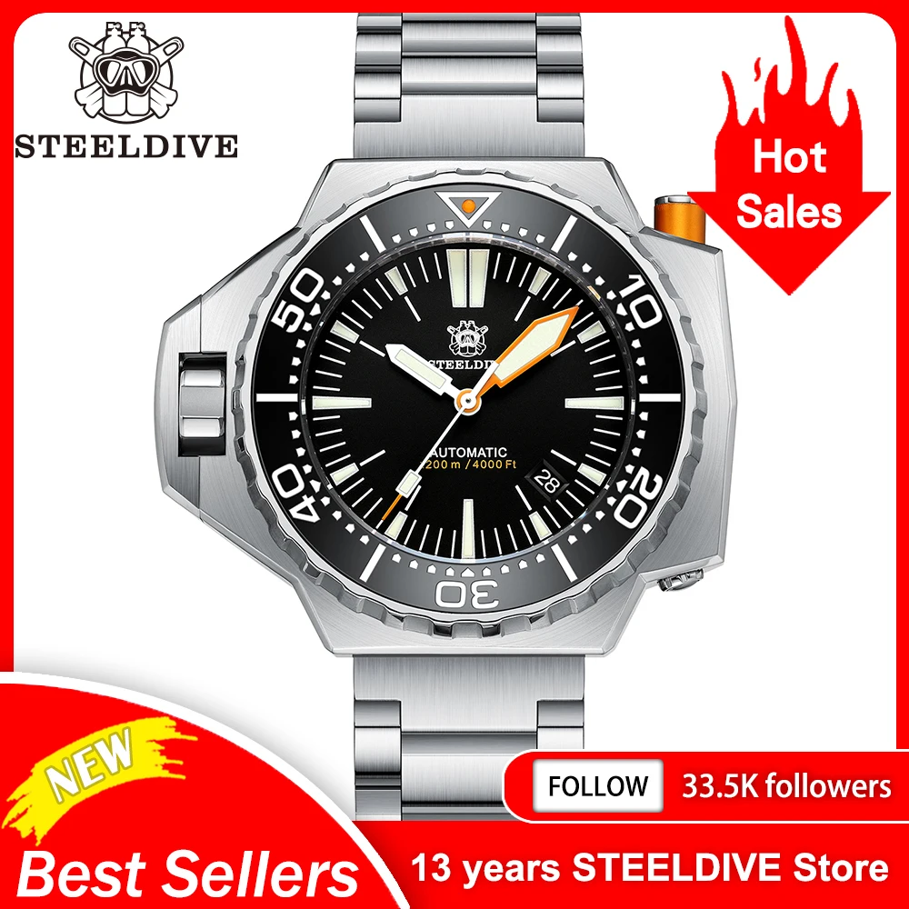 Steeldive Proplof SD1969 Bidirektionale Lünette 1200 m wasserdicht NH35 Automatik 56 mm übergroße Herren-Taucheruhr aus Saphirglas Image