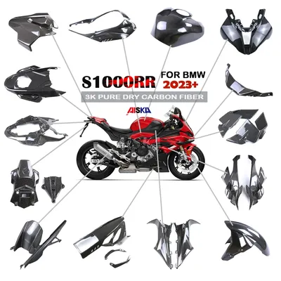 Motorrad Zubehör 3K Dry Carbon Fiber Fender Side Panel Verkleidung Kit Winglets Kraftstoff Tank Schutz Für BMW S1000RR 2023 2024 2025
