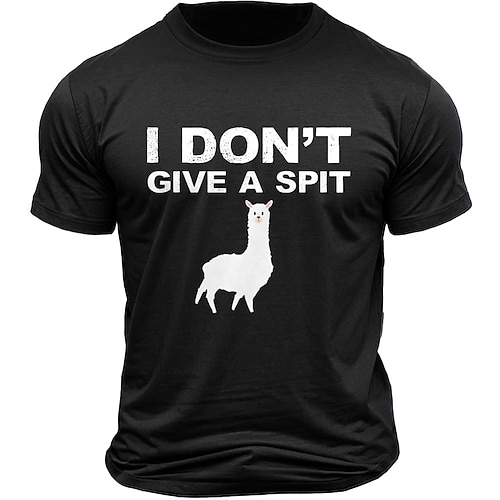 Herren Mit Buchstaben bedruckt Alpaka T Shirt 100% Baumwolle Kurzarm Grafik Hemd Schwarz Dunkel Blau Armeegrün Bequemes T-Shirt Urlaub Straße Modedesigner-Kleidung Image