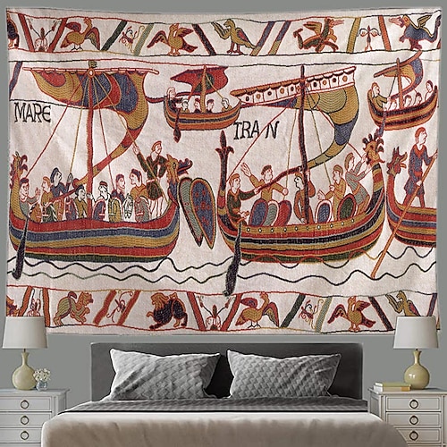 Bayeux mittelalterlicher Wandteppich Mittelalter Wandteppich Kunst Dekoration Foto Hintergrund Decke Vorhang Zuhause Schlafzimmer Wohnzimmer Dekoration Image