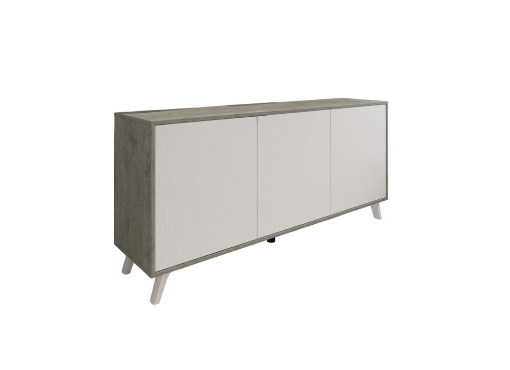Buffet effet bois gris clair, blanc 154x40h72 cm