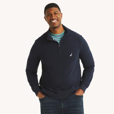 Nautica Men's Big & Tall Quarter-Zip Fleece Sweatshirt Stellar Blue Heather, 1XLT