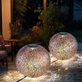 Boule lumineuse solaire d'extérieur boule lumineuse jardin, décor poinçonnage, argent antique or,