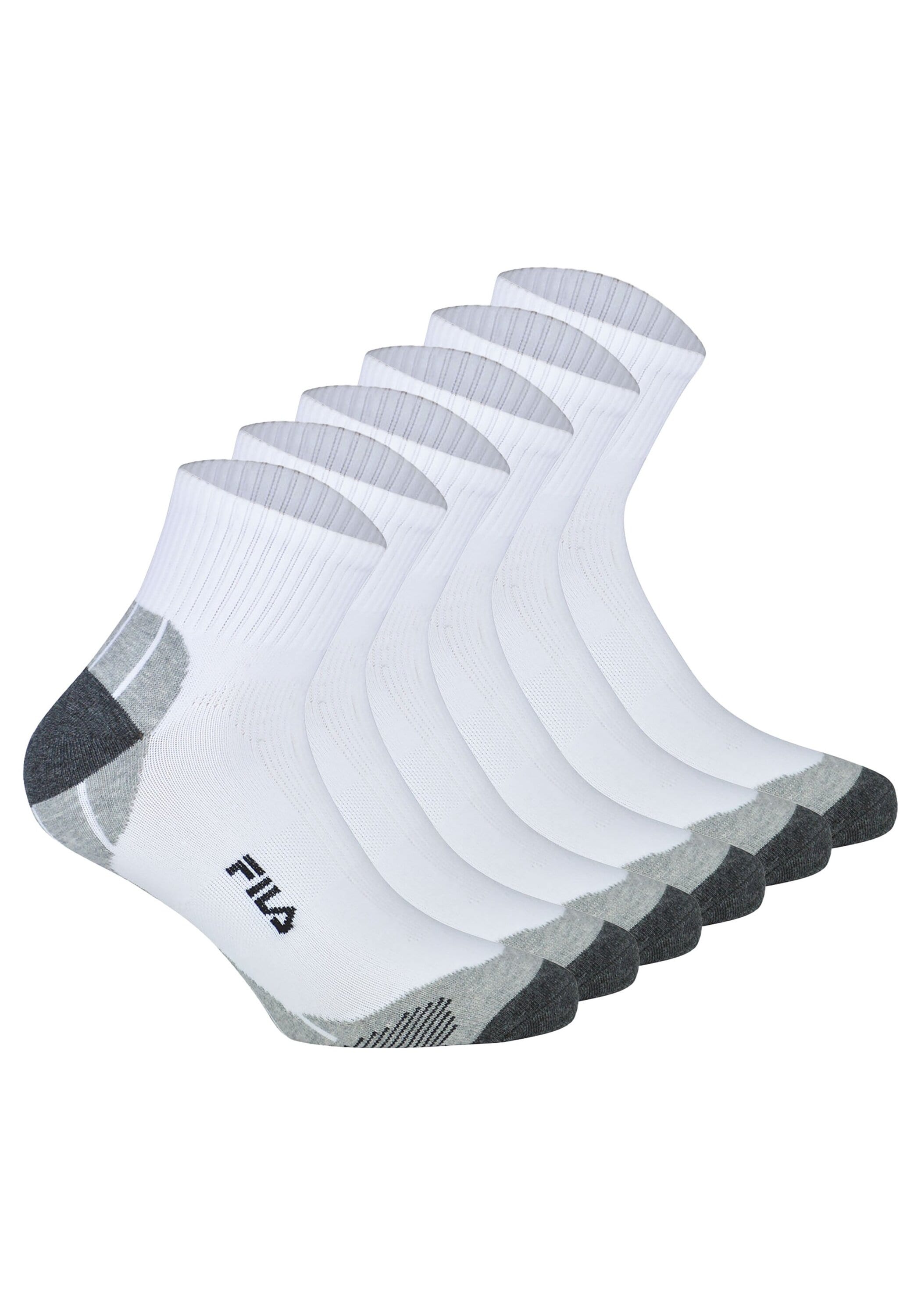 Kurzsocken FILA "Socken FILA QUARTER UNISEX SOCKS MULTISPORT 3P 6er Pack", Herren, Gr. 43-46, weiß, Obermaterial: 87% Polyester PES. 10% Baumwolle CO. 3% Elasthan EL., Socken