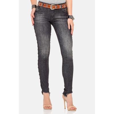 Skinny-fit-Jeans CIPO & BAXX "Jeans", Damen, Gr. 30, Länge 34, schwarz, 91% Baumwolle;6% Polyester;3% Elasthan, unifarben, Basic, skinny fit lang, Jeans, in Skinny-Fit, WD341 Image